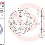 Δίσκος φρένου -BREMBO- 68B40749, Honda CB/CBR/FMX/NX/VTR/XR 250-1000 (1982-2017), Triumph Daytona/Speed/Street/TT 600-955 (1997-2012)