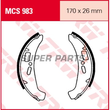 Σιαγόνες φρένων -TRW- MCS983, 170x26mm, Piaggio/Vespa Cosa 125/150/200, Cosa 2, 200FL E-Start (1988-1996)