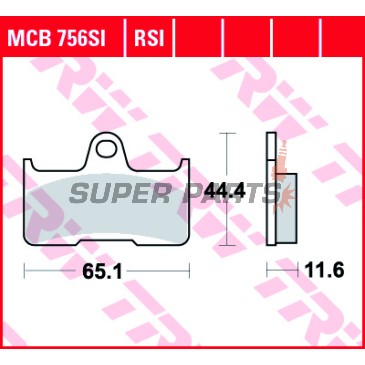 Τακάκια φρένων -TRW- MCB756SI, CFMoto Terralander 500/625/800 (2011-2013); Yamaha YFM 660 Grizzly/Grizzly Auto 4x4/660F/660FWA/660R Raptor (2002-2008)