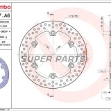 Δίσκος φρένου -BREMBO- 68B407A6, Honda CB 1100 1300/CBR 1000F 1100XX Blackbird/FJS Silver Wing 400 600/SH 300 (1993-2009)