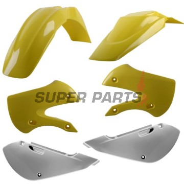 Σετ πλαστικών -POLISPORT- κίτρινο/λευκό, SUZUKI RM 65 2003-2005