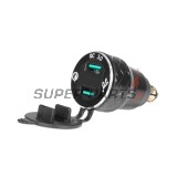 Αντάπτορας USB για αναπτήρα -4 RIDE- 12V, 2xUSB 3.0 + βολτόμετρο - universal