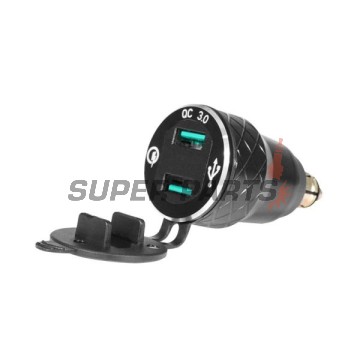 Αντάπτορας USB για αναπτήρα -4 RIDE- ERCL-MUS44, 12V, 2xUSB 3.0 + βολτόμετρο - universal