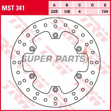 Δίσκος φρένου -TRW- MST341, 220mm, Suzuki DR 125SM/250SE (1995-2013), DR-Z 250/400/400E/400S (2000-2007), RM 125/250 (1988-1998), RM-X 250 (1989-1998)