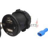 Αντάπτορας USB -4 RIDE- 12V, 2xUSB (1A + 2.1A), 2 pin - universal