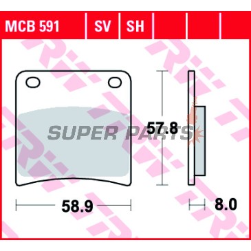 Τακάκια φρένων -TRW- MCB591, Kawasaki Z1300/ZG1300 DFI, Z500B, Suzuki GSX600F/750F/1100F Katana, GSX1100G, VX800 (1979-1997)