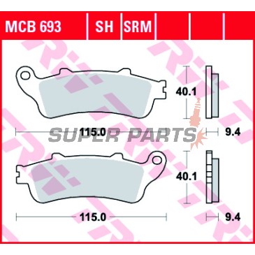Τακάκια φρένων -TRW- MCB693, Aprilia ETV/RS/RSV/SL/Tuono + Benelli TnT/Tornado/TreK + Ducati 748-1198/Monster/SS/ST2 + Honda FES/ST + Moto Guzzi Breva/Nevada/V7 + Rieju MRT/SMX/Tango (1997-2010)