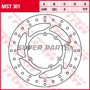 Δίσκος φρένου -TRW- MST301, 240mm, Honda CR125R/CR250R/CR500R (1979-2012), CRF250R-X/CRF450R-X (2002-2018)