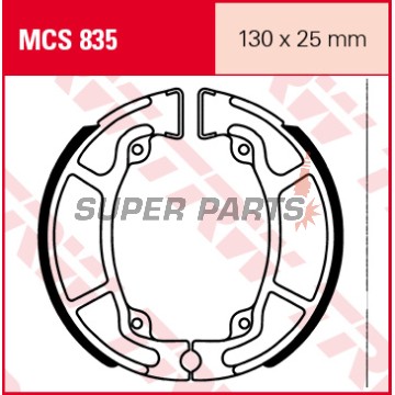 Σιαγόνες φρένων -TRW- MCS835, 130x25mm, Honda CT 110X, Lead 100, NES 125, PS 125i/150i, SH 125/150