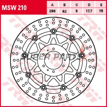 Δίσκος φρένου -TRW- MSW210, 296mm, Honda CB 1100, CBR 600F, VFR 800/Crossrunner, XL 1000 Varadero ABS (1999-2015)